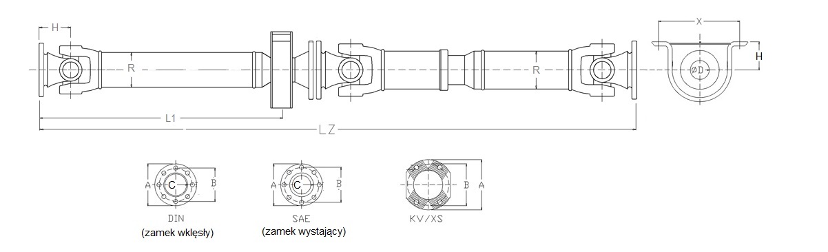 Wał dwuczęściowy.