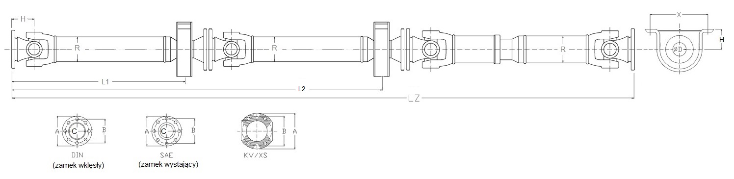 Wał trzyczęściowy